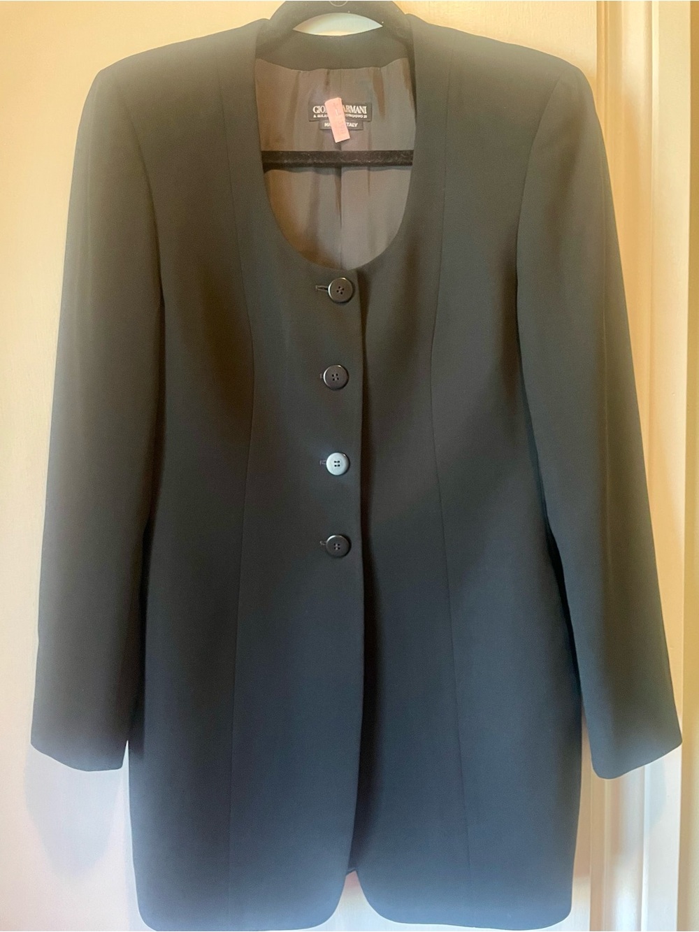 Vintage Giorgio Armani Women's Black Long Blazer Size 40